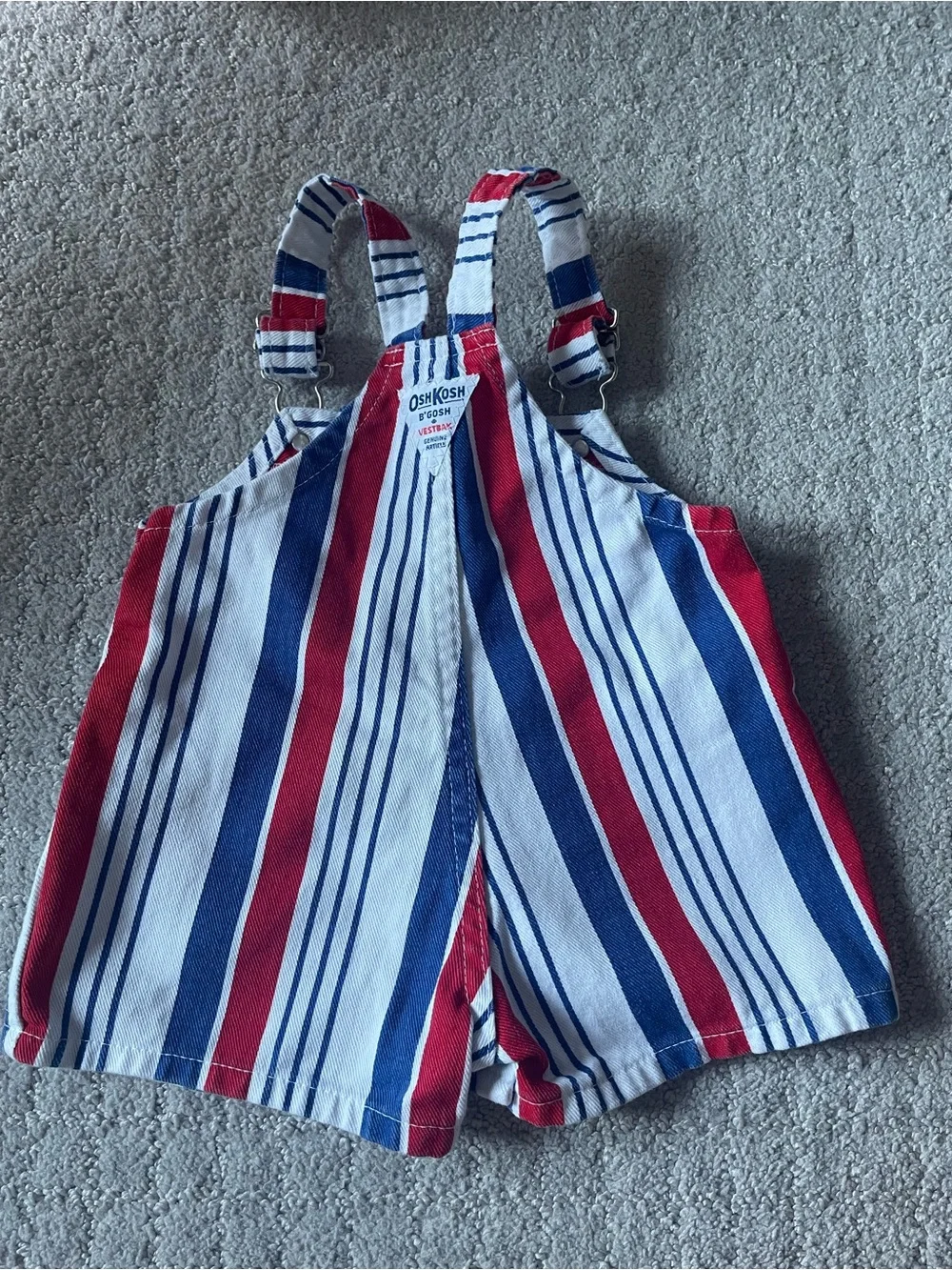 OshKosh B'gosh Red & Blue Striped Toddler Overalls